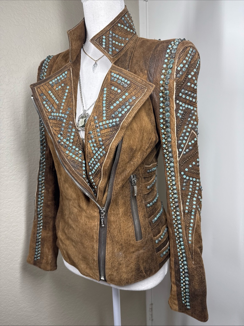 Kippy’s Original Vintage Women's Sz S Genuine Leather Jacket Rhinestone Cowgirl - Picture 2 of 16